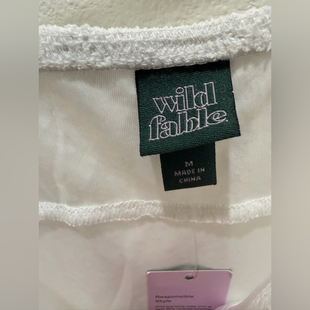 NWT Wild Fable White Eyelet Babydoll Dress Cottagecore Coquette Medium - Picture 12 of 13